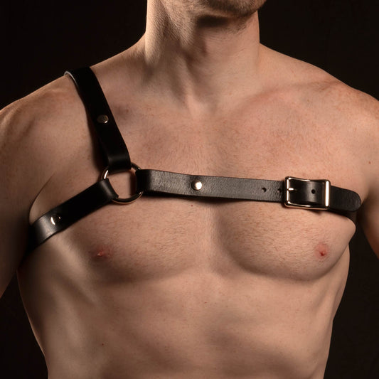 Asymmetrical Leather Chest Harness